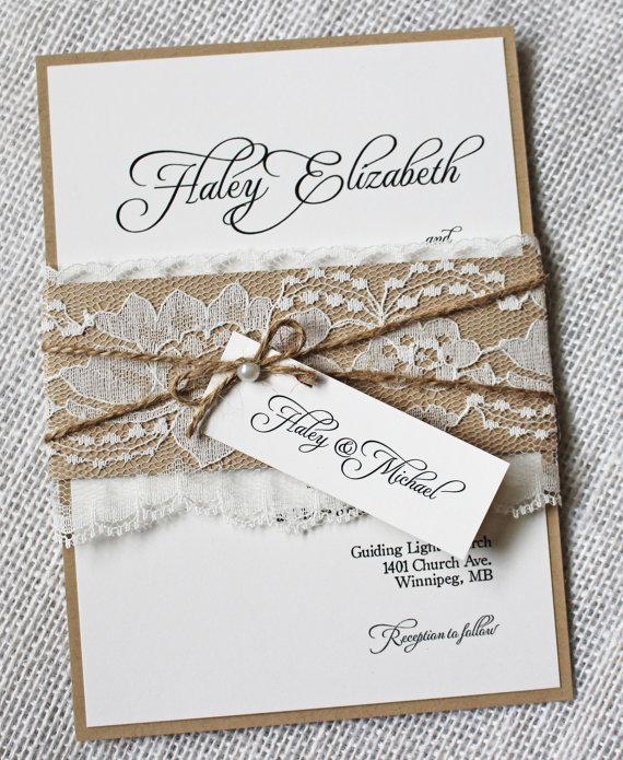 Mariage - Rustic Wedding Invitations. Lace Wedding Invitation. Shabby Chic Wedding. Wedding Invitation Suite. Wedding Stationary.
