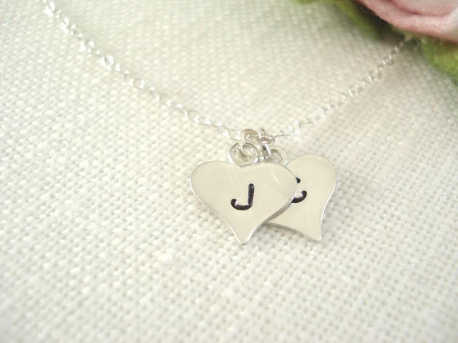 Hochzeit - Initial Necklace...Sterling silver hand stamped personalized jewelry for bridesmaid gift, flower girl, simple everyday, bridal jewelry