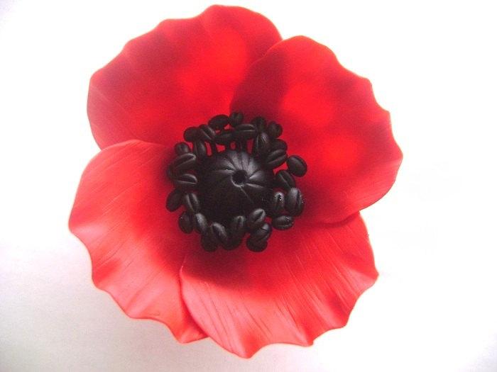 Mariage - Clay Red Poppy Wedding Hair Fascinator Bridal Hair clip Wedding Hair Accessory Bridal Hair Flower Made to Order