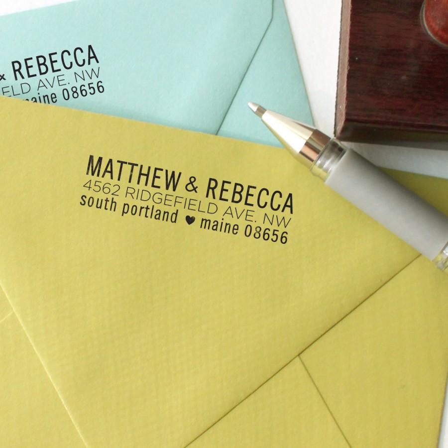 زفاف - Custom Return Address Stamp LOVE YOUR STATE Design with wood handle - wedding invitation stamp with heart