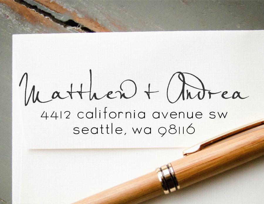 Mariage - Self Inking Address Stamp, Custom Rubber Stamp, Custom Stamp, Personalized Stamp, Custom Return Address Stamp, Modern Hand Calligraphy Look