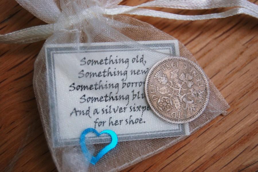 Hochzeit - Sixpence bridal gift something blue traditional good luck charm