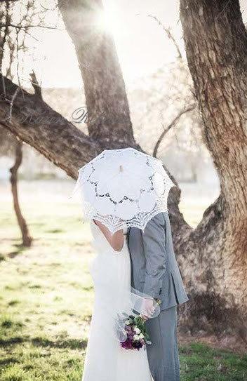 Hochzeit - Special Offer White Battenburg Lace Vintage Umbrella Parasol For Bridal Bridesmaid Wedding