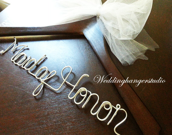 Hochzeit - HUGE SALE single line Maid of Honor hanger / Wedding Hanger, Personalized Hanger, Bridesmaid Bride