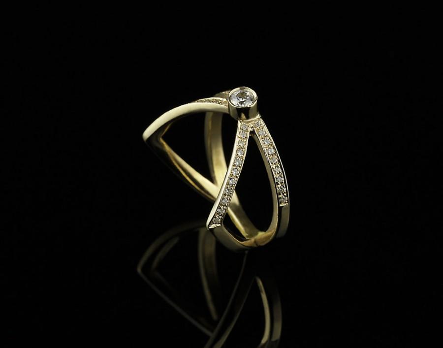 زفاف - Unique 14kt gold engagement ring , Diamonds 14Kt Gold Ring , RG-1048.