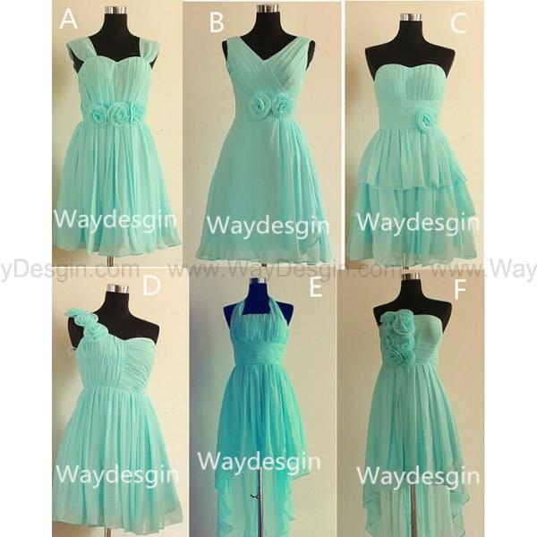 Mariage - 2014 NEW Sky Light Blue Rose Bridesmaid Dresses,Chiffon Bridesmaid Dresses,Fashion Wedding Guest Dresses,Unique Graduation Dresses/Gowns