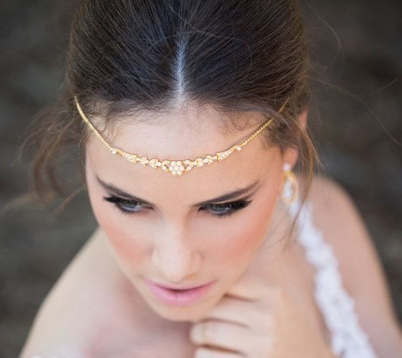 Wedding - Bohemian bridal headpiece,  boho wedding hair accessory, dainty bridal headband