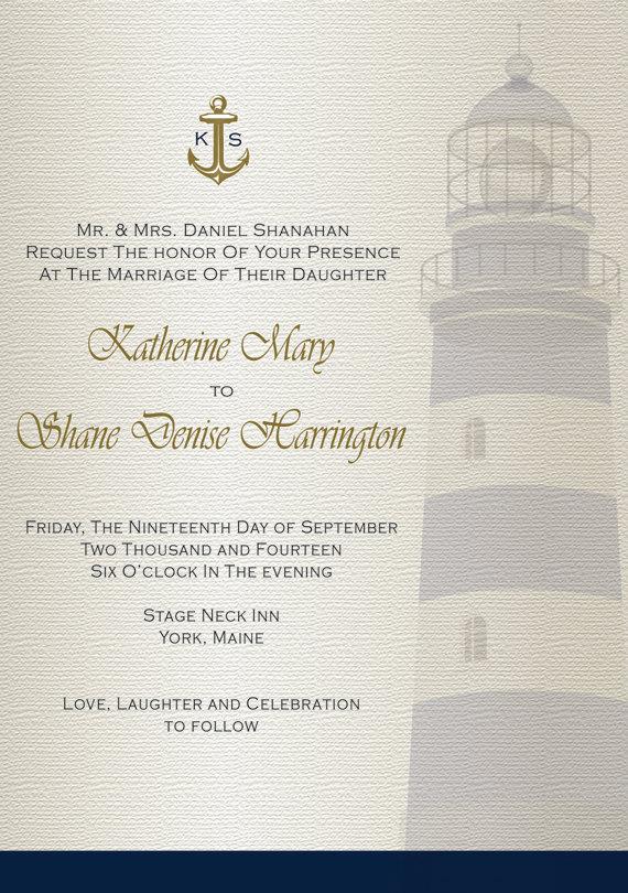 Wedding - Nautical Lighthouse Invitation