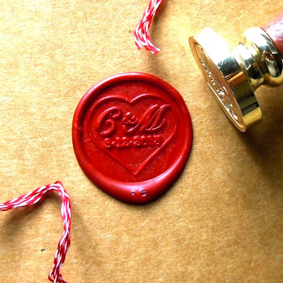 Свадьба - Wax Seal Stamp Monogram  Initials Stamps with Date  Custom Order