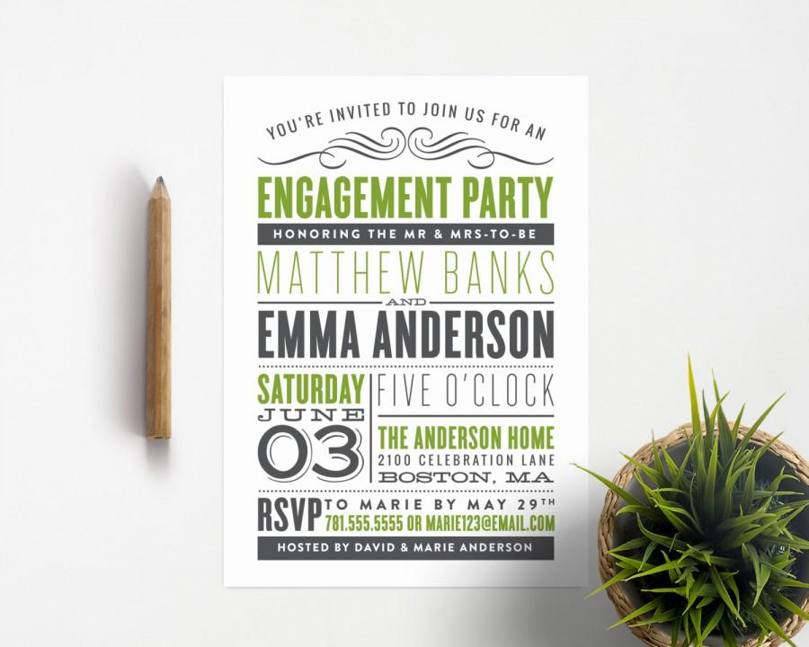 Hochzeit - Old Fashioned Engagement Party Invitation
