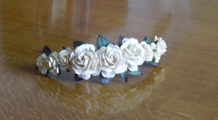 Wedding - Bridal floral headpiece / Bridal flower headpiece / Floral hair accesories / Flower + leaves semi crown