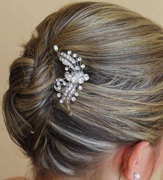 Hochzeit - Crystal Bridal Hair Comb, Wedding Hair Accessories, Crystal Bridal Hair Piece, Bridal Hair Clip ROSE