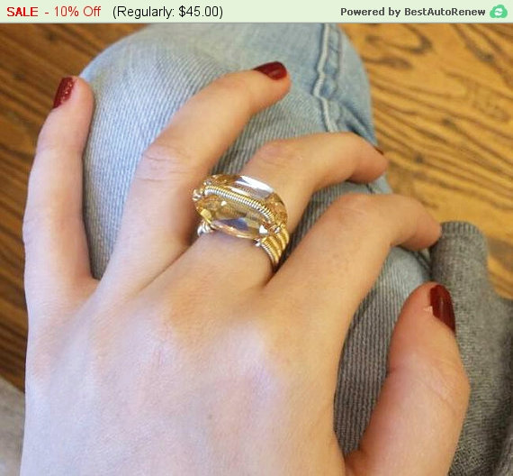Свадьба - Black Friday sale, Oval engagement ring, Swarovski ring, Personalized Womens Jewelry, Cocktail ring, Gold statement ring, Gold ring handmade