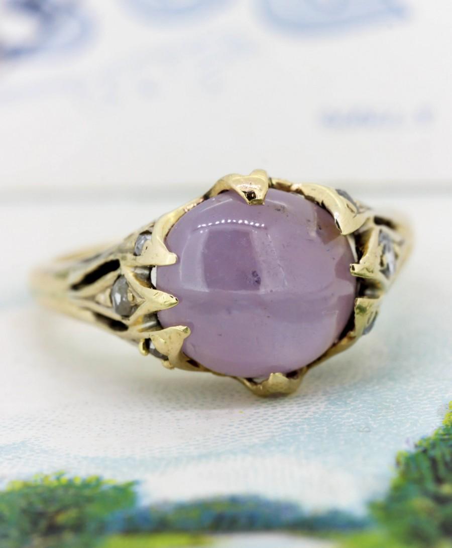 زفاف - Antique Pink Star Sapphire Ring 