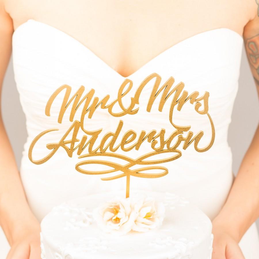 Свадьба - Wedding Cake Topper - Mr and Mrs Cake Topper - Custom Cake Topper for Wedding Cake - Last Name - Downtown Collection