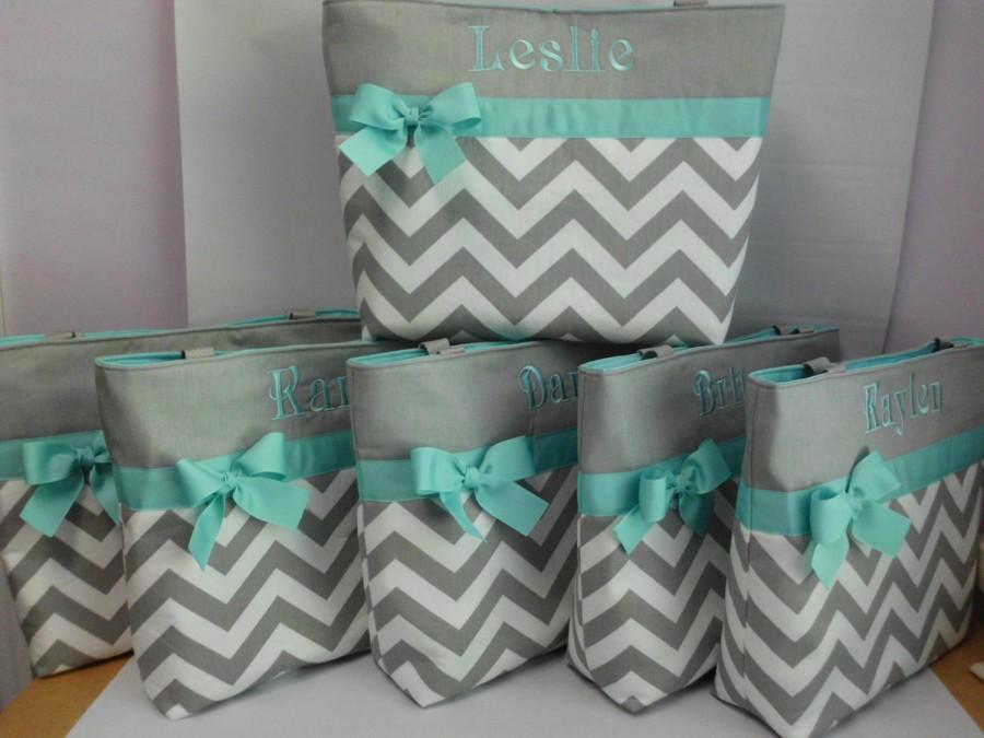 Mariage - NEW ....CHEVRON Tote Bag.. ..You Pick Color Options  ..BRIDESMAID Bags ...  Monogrammed  FReE
