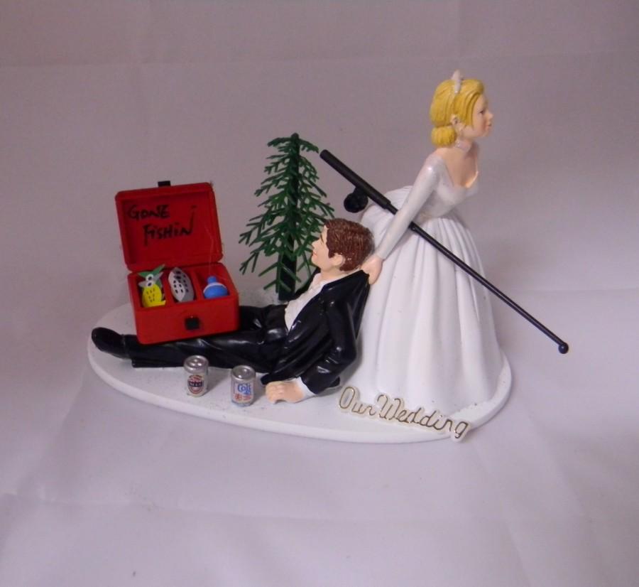 Свадьба - Wedding Reception Party Redneck Beer Cans Drunk Fishing Fisherman Pole Tackle Cake Topper