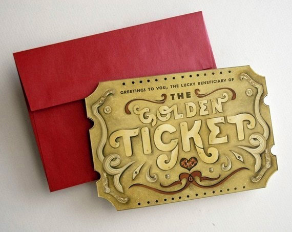 زفاف - Custom Message Scratch Off Card - Golden Ticket. Personal announcement for parties, invitations, birthday, surprise trips or save the date!