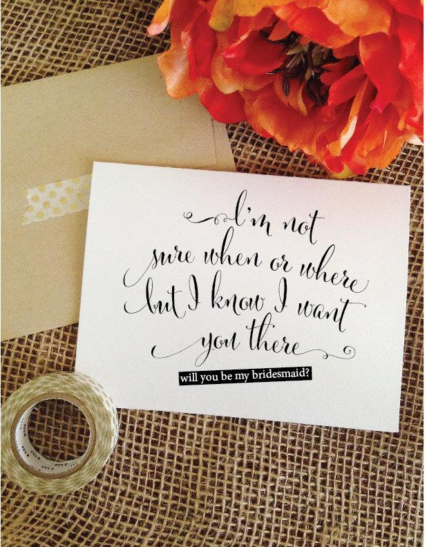 Wedding - SET of 5 Will you be my bridesmaid card I know I want you there wedding card