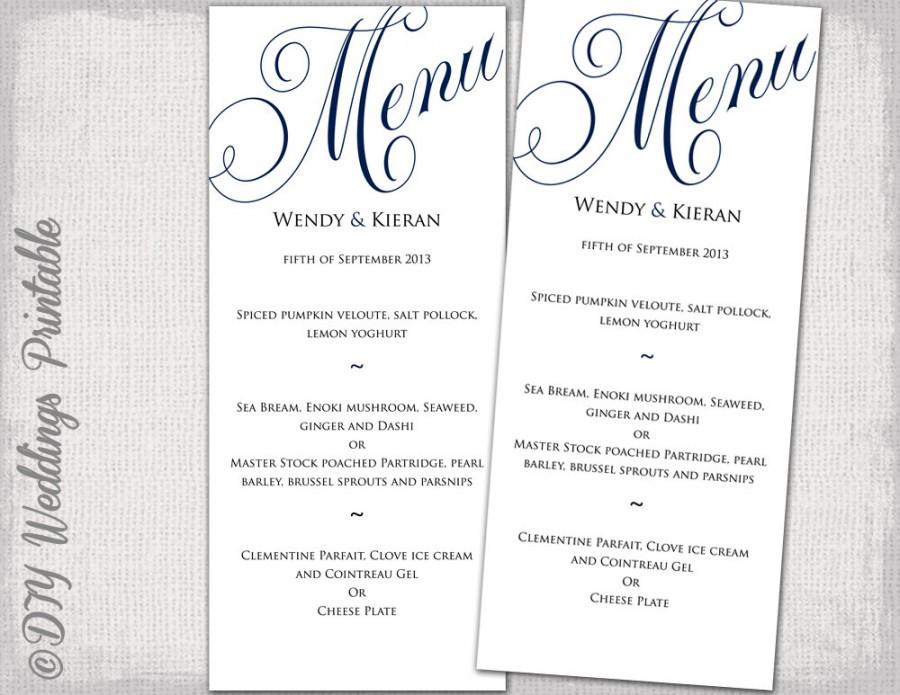 Свадьба - Wedding menu template navy blue wedding menu DIY wedding menu template "Parfumerie" navy digital printable menu -EDITABLE instant download