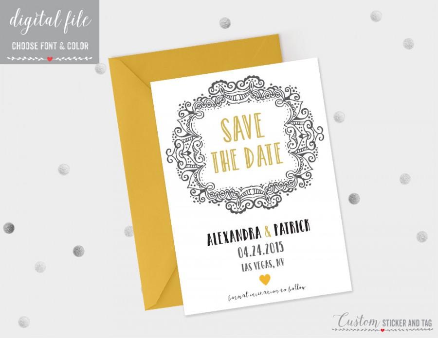Wedding - printable 5x7 save the date, choose colors and fonts, DIY wedding, digital file, printable wedding file (WP-14)