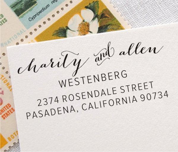 Hochzeit - Personalized Address Stamp - Self-inking Rubber Stamp, Custom Wedding Stamp (005)