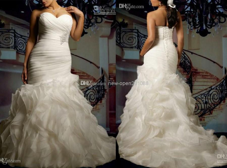 Свадьба - Mermaid Bridal Gowns 2014 New Custom Plus Size Sexy Sweetheart Strapless Beautifully Organza Mermaid Wedding Dress Bridal Gown Princess Wedding Gowns From New Open201088, $93.05