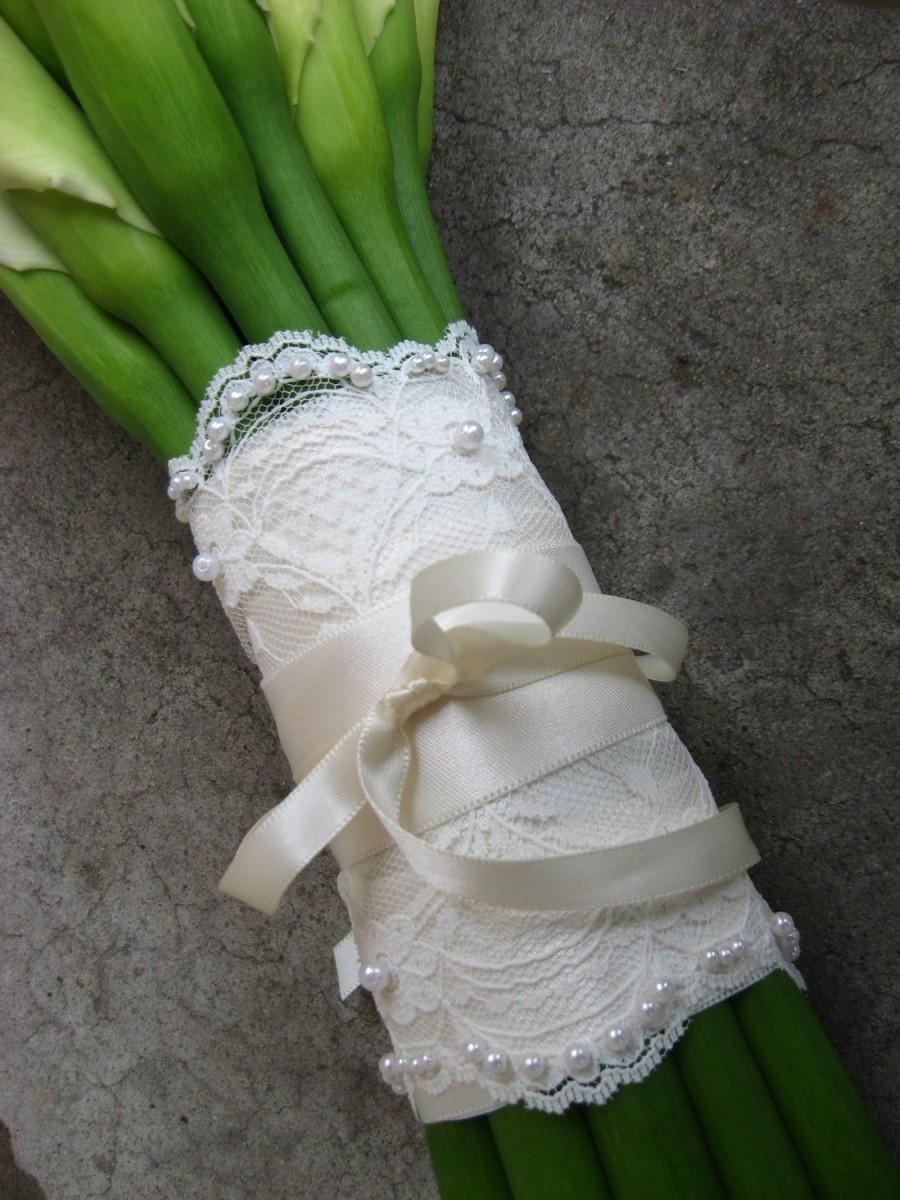 Свадьба - Beaded Lace Wedding Bouquet Wrap