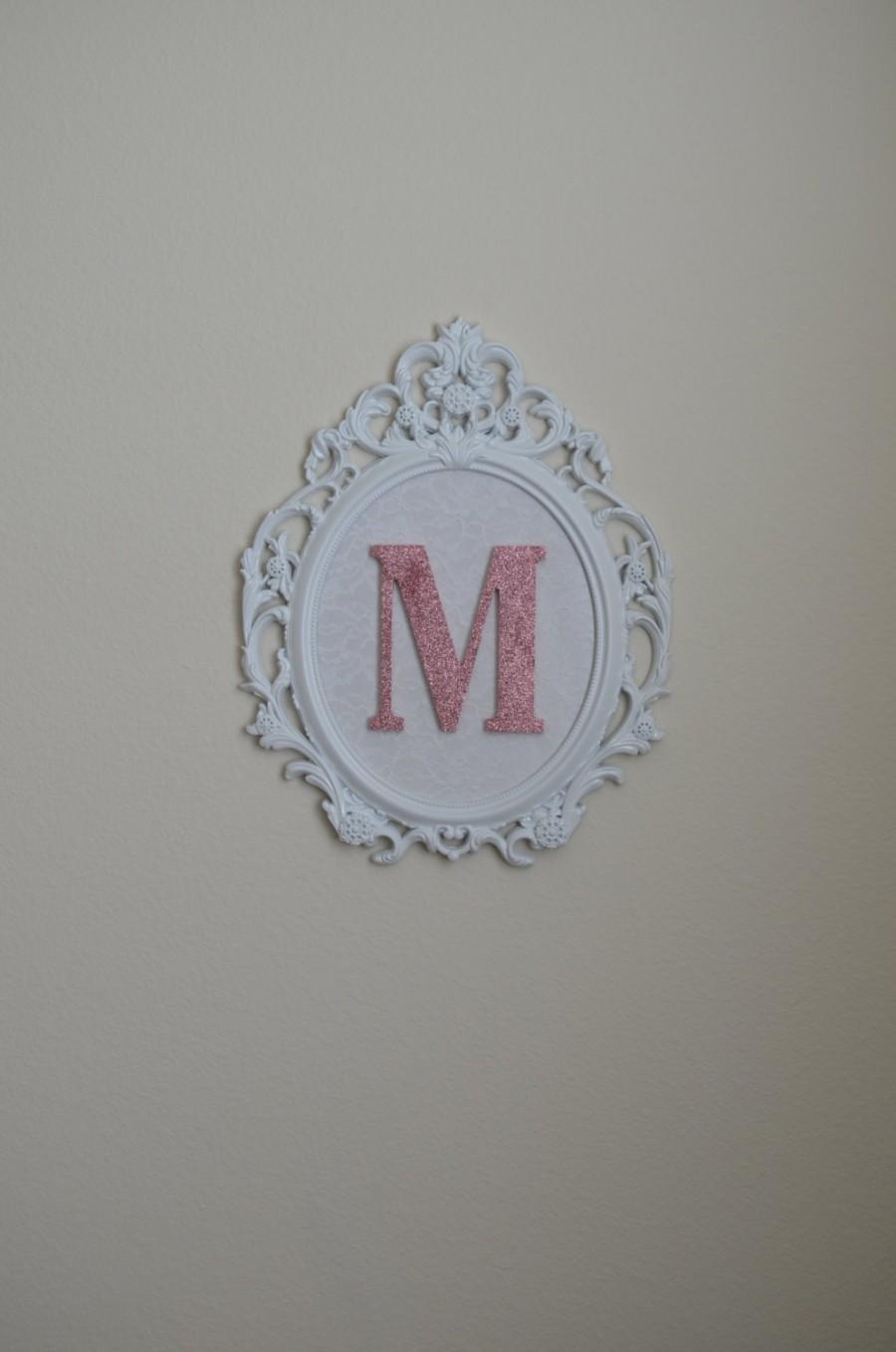 Hochzeit - White and pink nursery framed letter