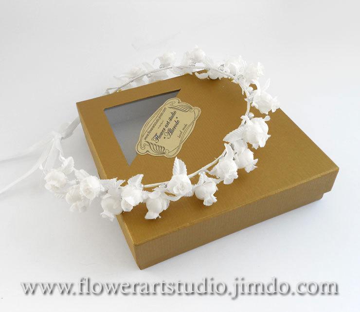 Wedding - White Floral Crown, White Weddings, Wedding Headband, Bridal Flower Crown, Bridal Hair Accessories, Bridal Headband, Flower Girl Hair Wreath