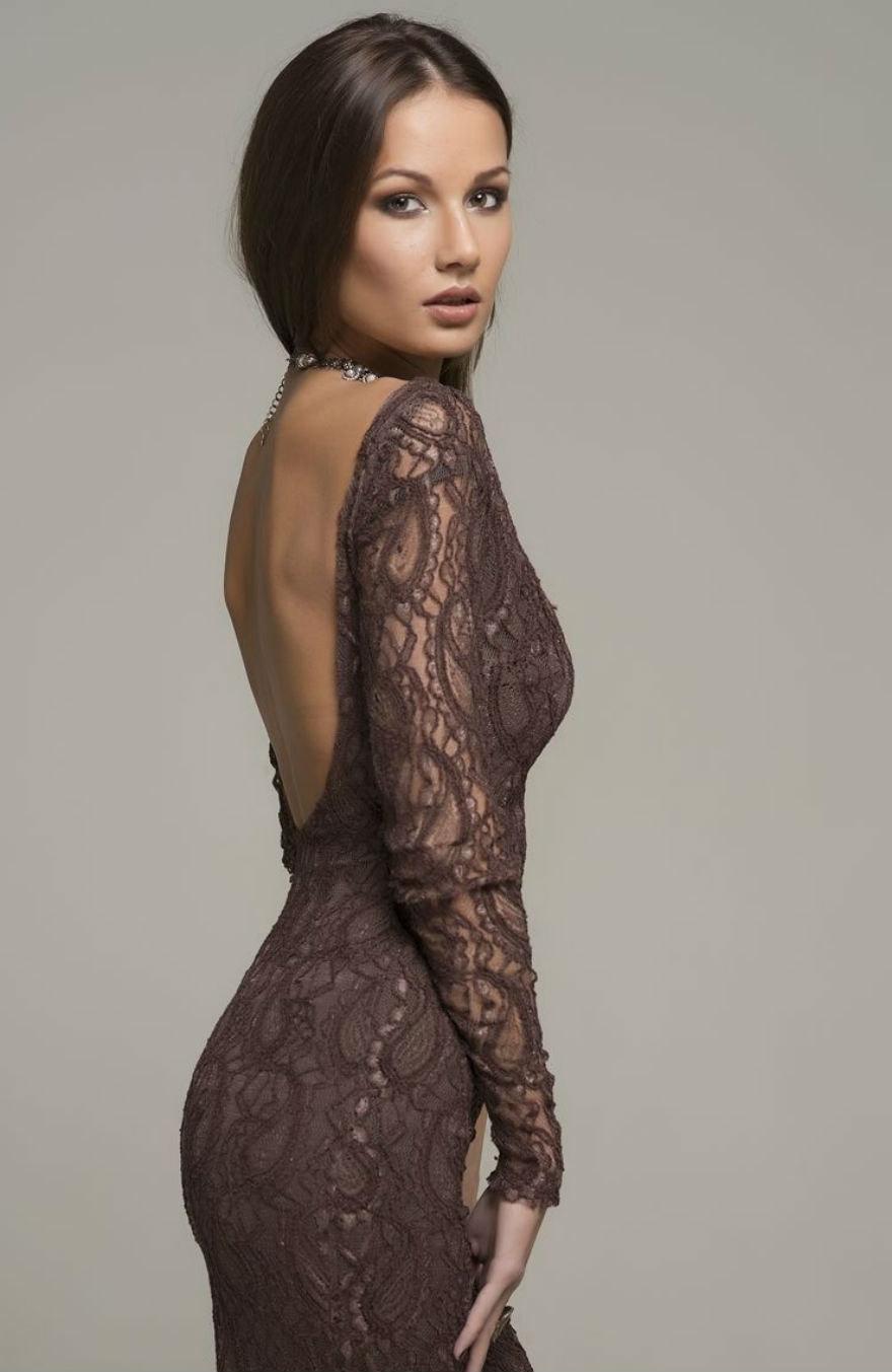 Hochzeit - Sexy Chocolate Brown Dress Evening,Open Back Lace Fitted Pencil Dress.