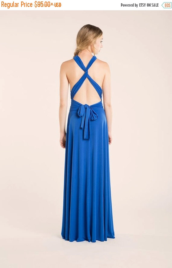 زفاف - 25% Off Black Friday Royal Blue Long dress / Royal Blue Infinity Dress / Elegant Blue dress / Woman Dress / Blue Party Dress / Vacation Flat