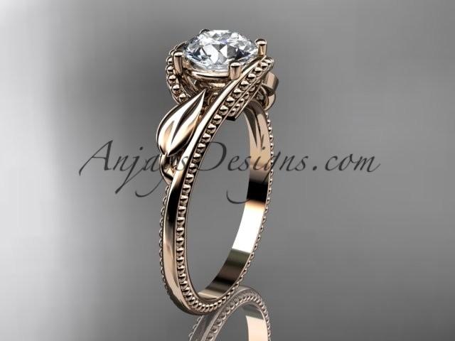 Hochzeit - Unique 14kt rose gold engagement ring ADLR322