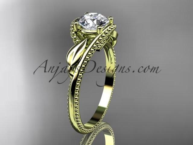 Hochzeit - Unique 14kt yellow gold engagement ring ADLR322