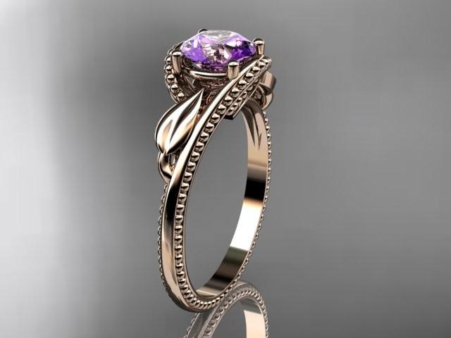 Свадьба - Unique 14kt rose gold engagement ring  ADLR322