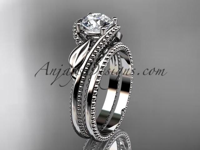 Mariage - Unique platinum engagement set with a "Forever One" Moissanite center stone ADLR322S