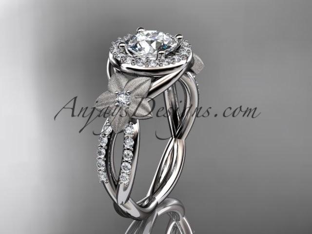 Свадьба - 14kt white gold diamond floral wedding ring, engagement ring ADLR127