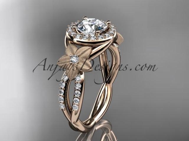 Mariage - 14kt rose gold diamond floral wedding ring, engagement ring ADLR127