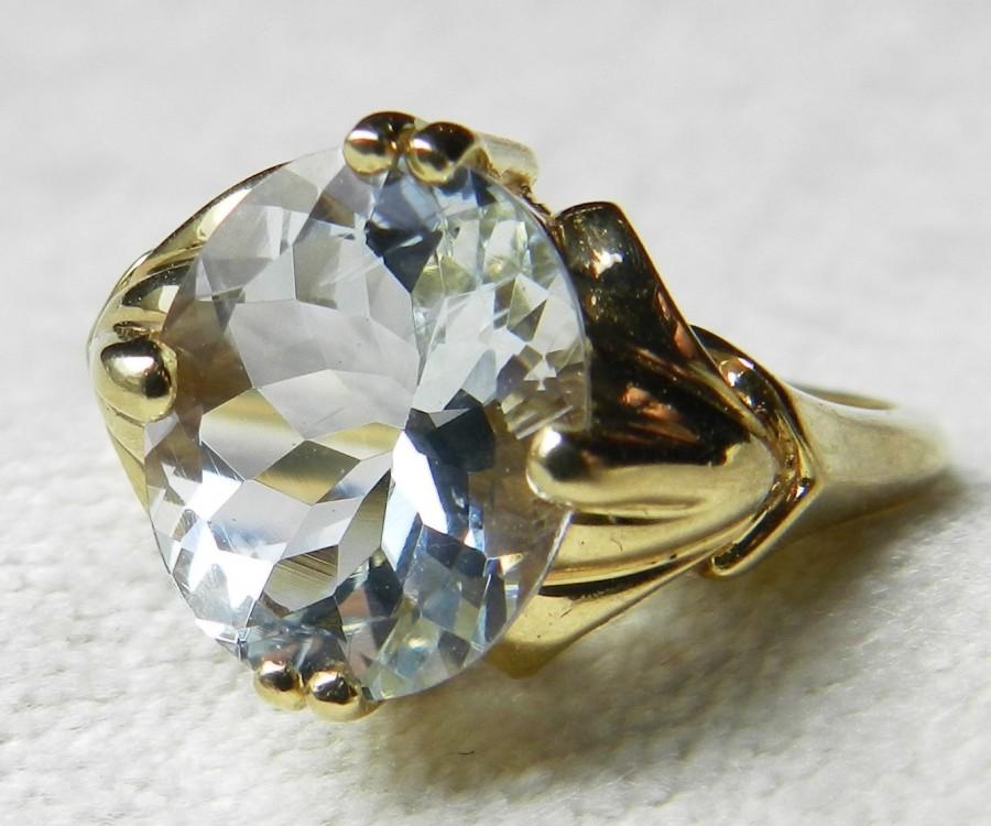 Wedding - Aquamarine Engagement Ring 2.25 Ct Aquamarine Engagement Ring 14K Gold, Aquamarine Ring March Birthday