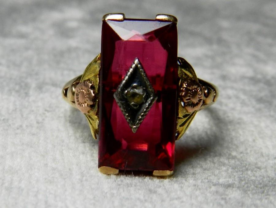 Hochzeit - Art Deco Ring Pink Sapphire Engagement Ring Emerald Cut 8.5 Ct Sapphire Ring Orange Blossom Unique Engagement Birthday Gift