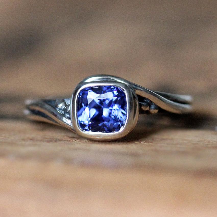 زفاف - Blue sapphire ring, sapphire engagement ring, unique engagement ring, silver engagement ring, promise ring, saphire ring, Pirouette sz 7
