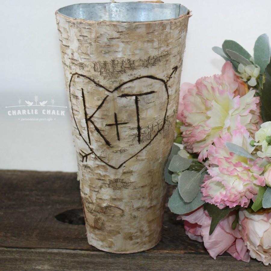 Wedding - Rustic Personalized Birch Vase, Wedding Gift, Wedding Decor, Home Decor, Bridal Shower Gift, Housewarming Gift, Rustic Vase