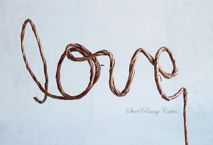 Mariage - Rustic wire wedding cake topper- "love"