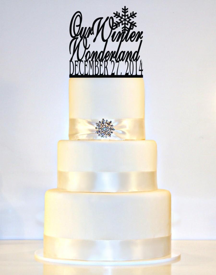 Свадьба - Winter Wedding Cake Topper - Winter Wonderland, Snowflake, Wedding Date