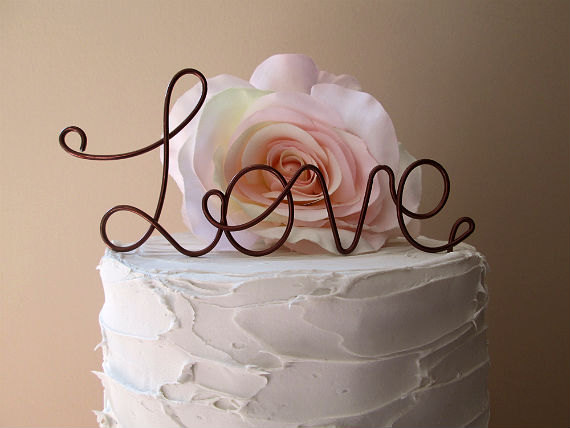 Mariage - LOVE Wedding Cake Topper - Vintage Wedding Cake Topper,  Shabby Chic Wedding Decoration, Wine Wedding Cake Topper,Rustic Wedding Cake Topper