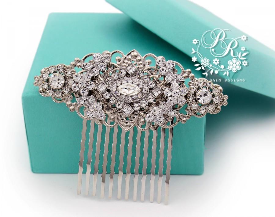 Hochzeit - Wedding Hair Comb Swarovski Clear Crystal Rhinestone Hair Comb Bridal Jewelry Hair Accessory Wedding Jewelry Headpiece rhombus