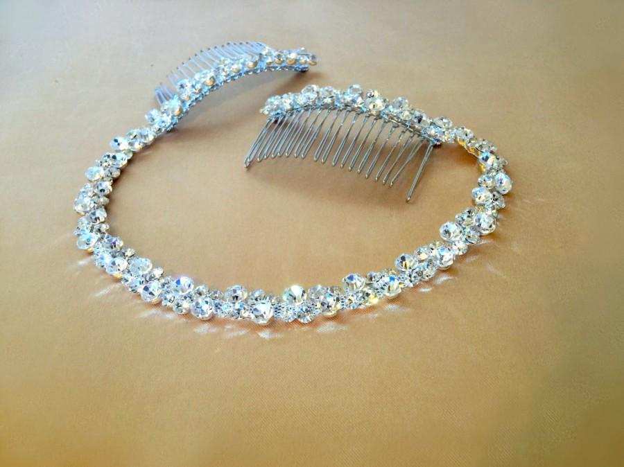 Hochzeit - Rhinestone Bridal Headpiece, Crystal Hair Tiara, Bridal Headband, Wedding Headband, Wedding Hair Tiara, Prom Headband