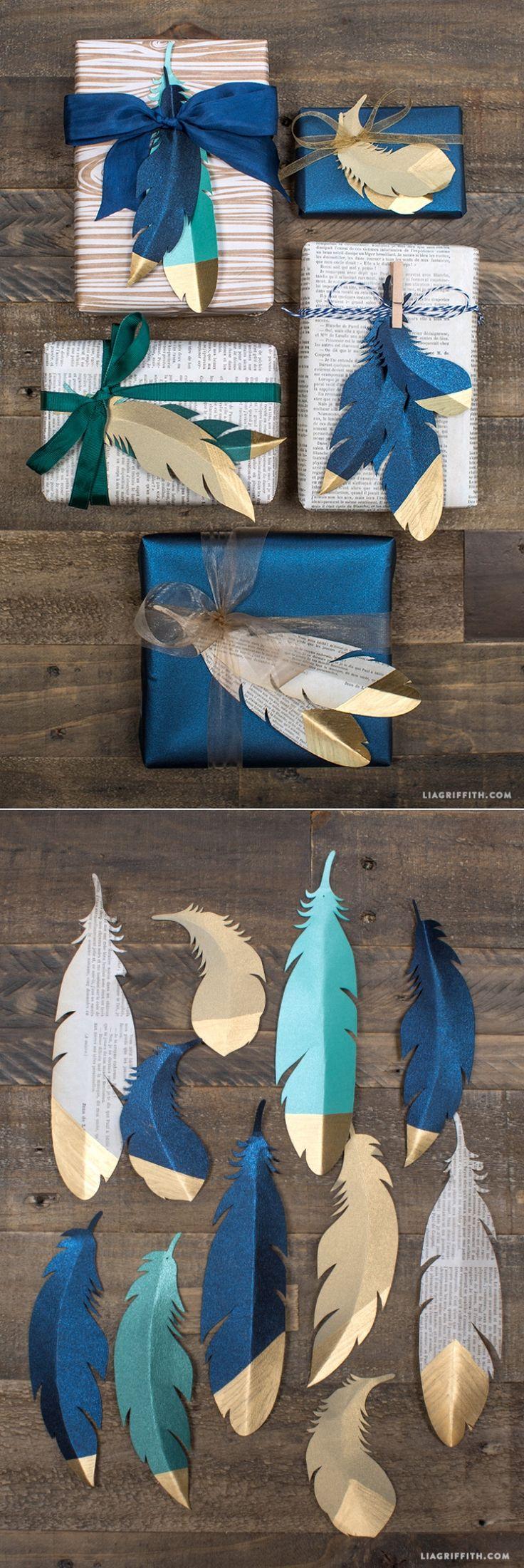 زفاف - Gold Tipped Paper Feathers
