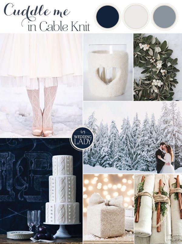 Wedding - Cuddle Me In Cable Knit - Cozy Winter Wedding Inspiration In White And Blue