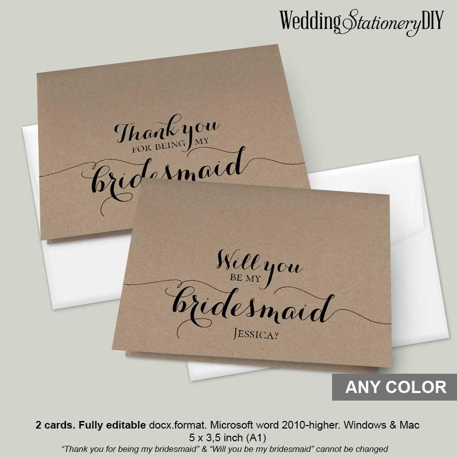 زفاف - Rustic modern Bridesmaid cards
